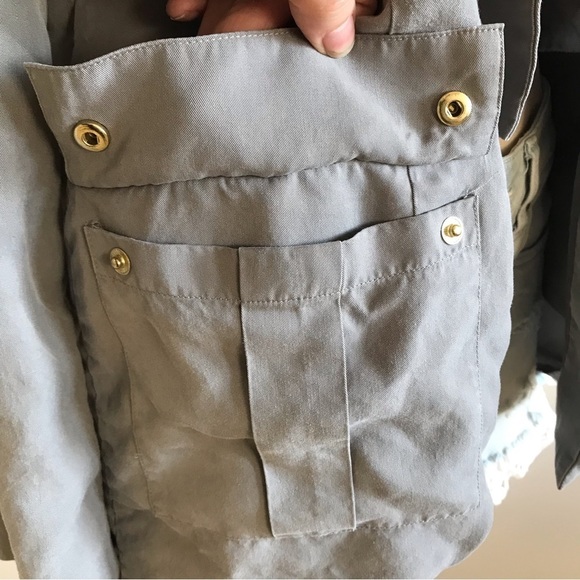 GUESS Marciano Malik Soft Blazer Jacket Lyocel Grey Small​ Snap Flap Pockets - Picture 5 of 8